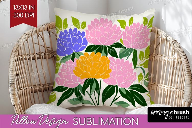 Peony Modern Floral Pillow Sublimation Sping Flower Pillow
