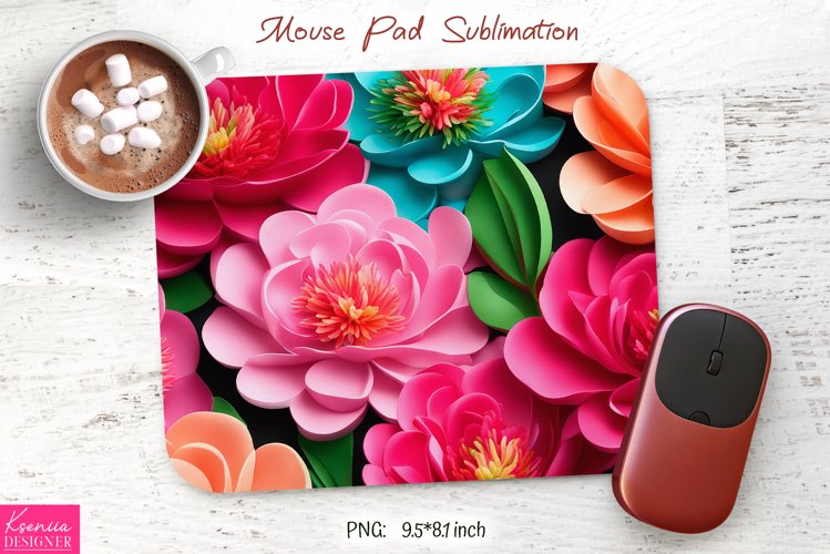 Bright Pink Peony Design|Flower Mouse Pad Sublimation example image 1