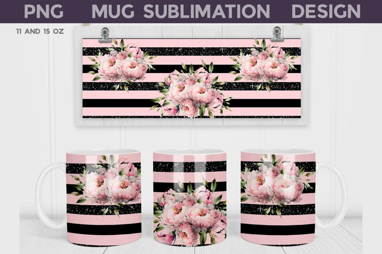 Peony Mug Wrap | Peonies Mug Sublimation