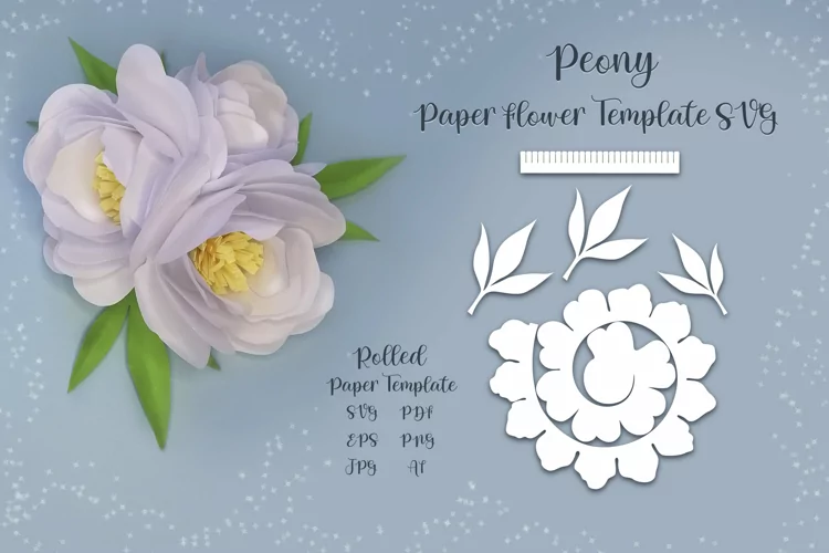 Peony Paper Flower Rolled Template SVG