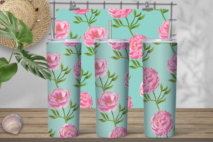 Flower tumbler design | Pink flower tumbler sublimation