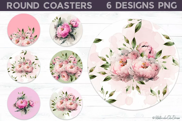 Peonies Coaster | Peony Round Coaster