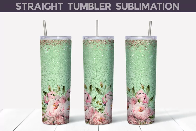 Peony Glitter Tumbler Sublimation | Mothers Day Tumbler