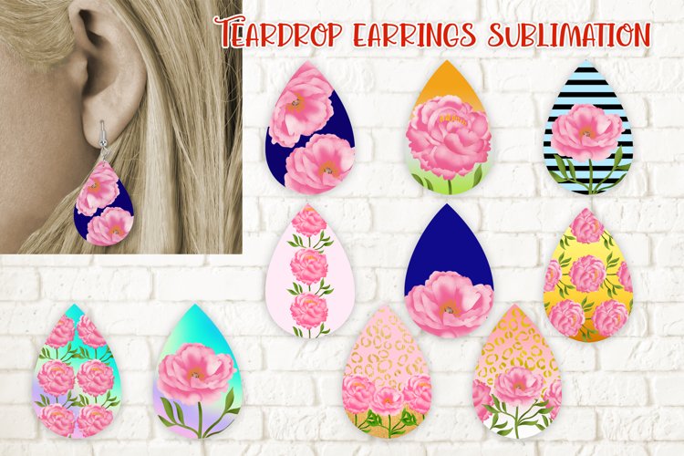 Teardrop earring sublimation | Flower earring sublimation