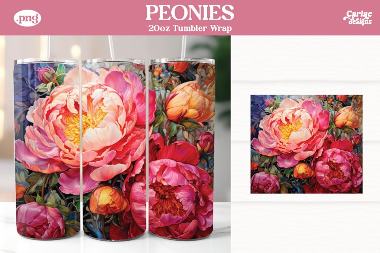 Peony Tumbler Wrap | Tumbler Sublimation Wrap