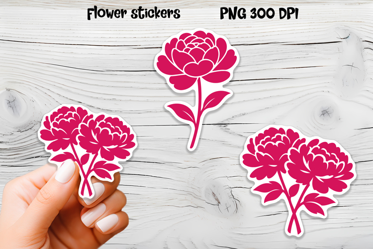 Peony flower sticker printable | Floral sticker PNG design