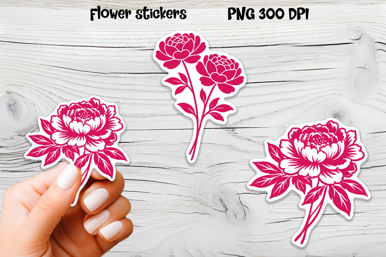 Peony flower sticker printable | Floral sticker PNG design