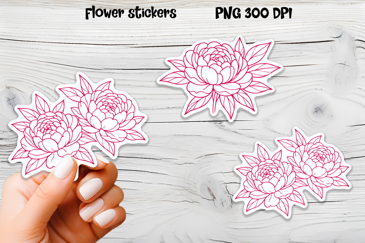 Peony flower sticker printable | Floral sticker PNG design