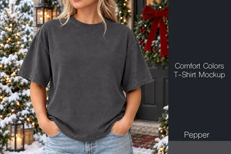 Comfort Colors 1717 t-shirt mockup - Pepper Color
