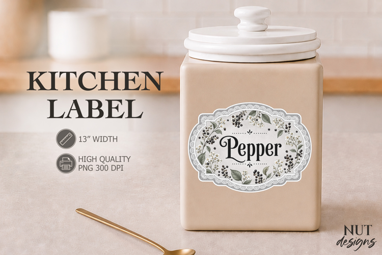 Vintage Pepper Floral Kitchen Label Pantry Label