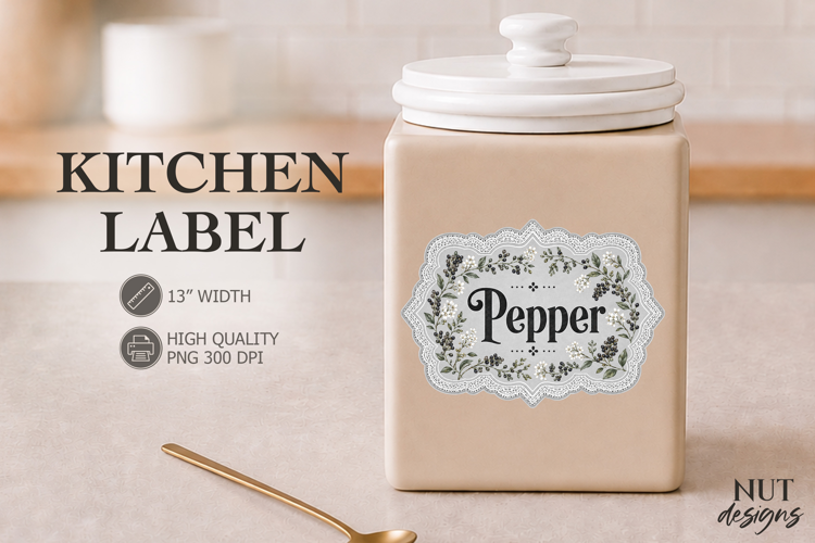 Vintage Pepper Floral Kitchen Label Pantry Label