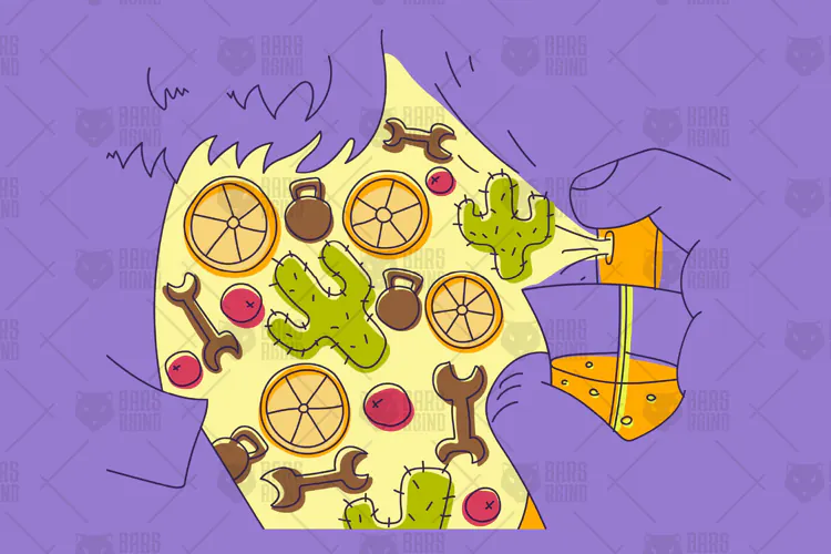 Perfume Spray Illustration with Citrus and Cacti