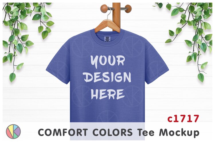 Periwinkle Comfort Colors 1717 T-Shirt Mockup.