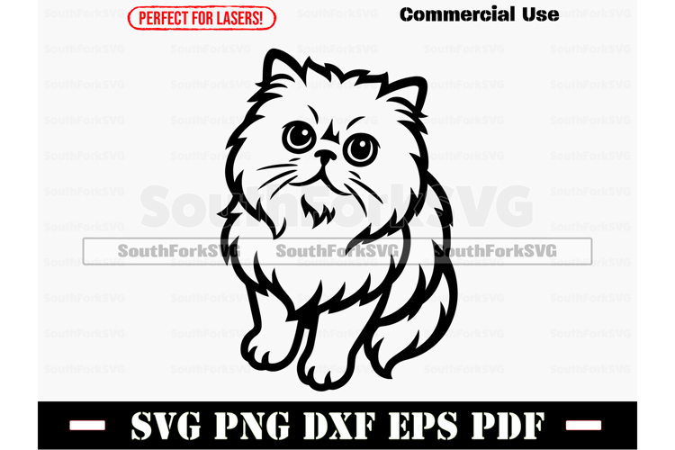 Persian Cat Begging Design SVG PNG DXF EPS PDF