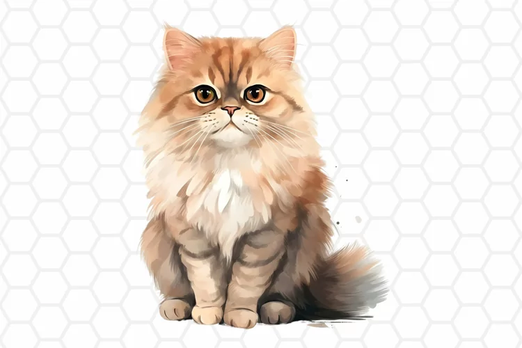 Persian Cat Watercolor Clipart, Cat Clipart PNG