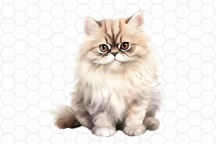 Persian Cat Watercolor Clipart, Cat Clipart PNG