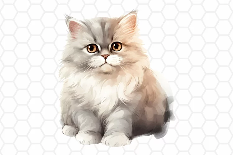 Persian Cat Watercolor Clipart, Cat Clipart PNG