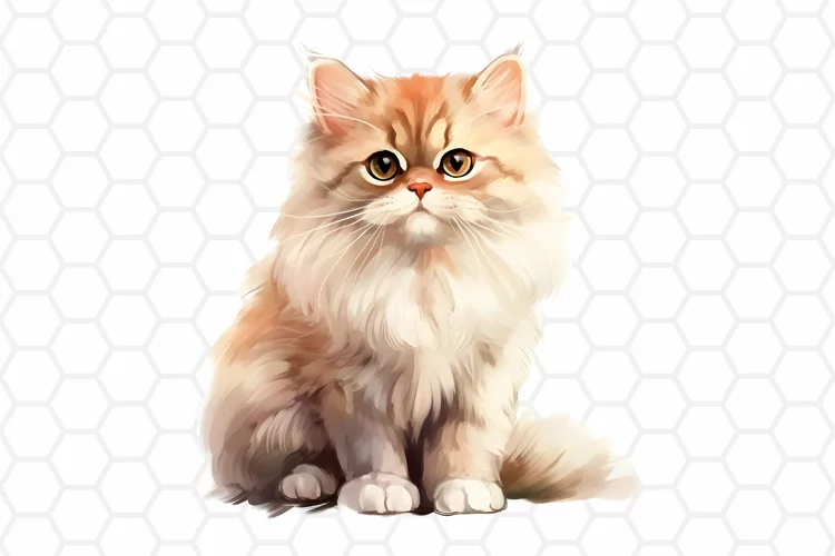 Persian Cat Watercolor Clipart, Cat Clipart PNG