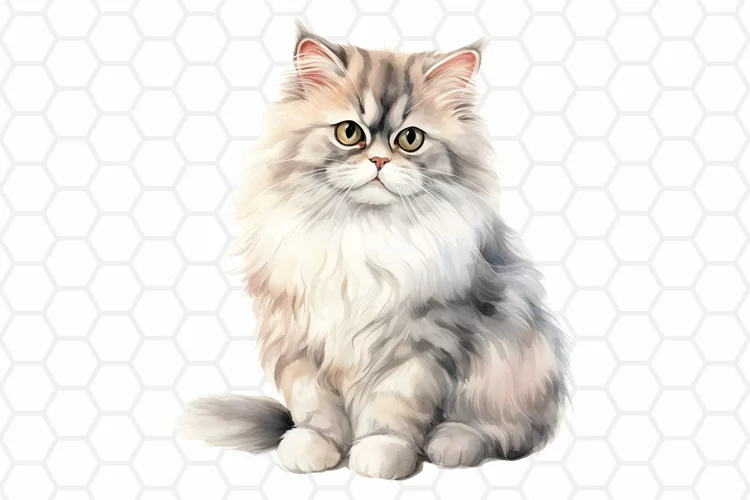 Persian Cat Watercolor Clipart, Cat Clipart PNG