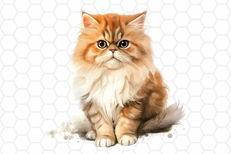 Persian Cat Watercolor Clipart, Cat Clipart PNG