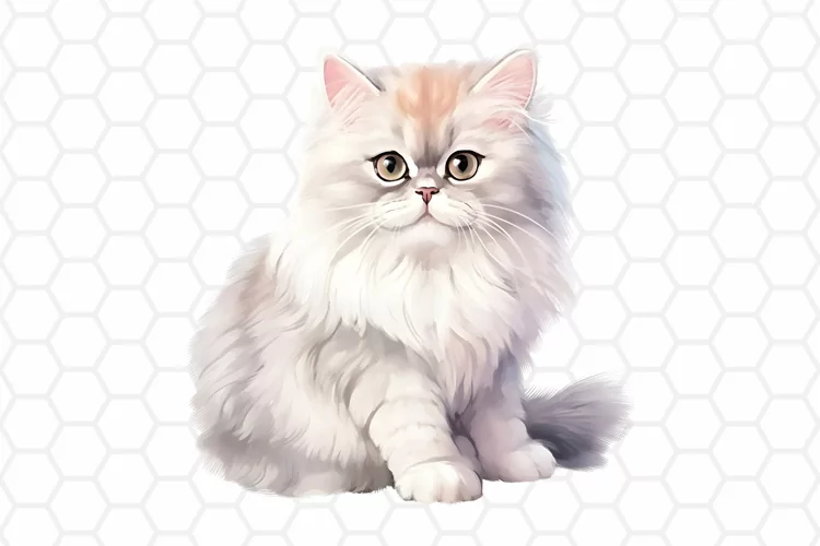Persian Cat Watercolor Clipart, Cat Clipart PNG