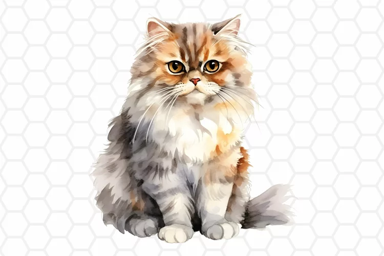 Persian Cat Watercolor Clipart, Cat Clipart PNG