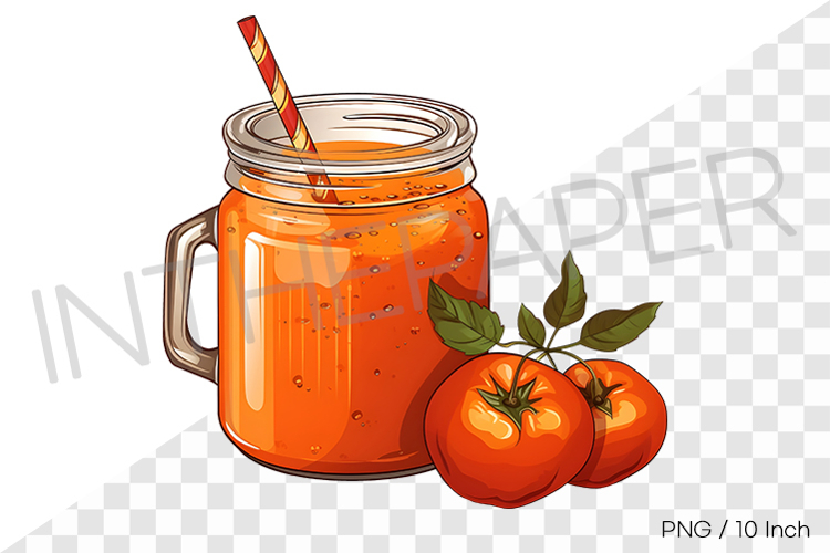 Persimmon smoothie in glass jar PNG fruit cartoon summer art