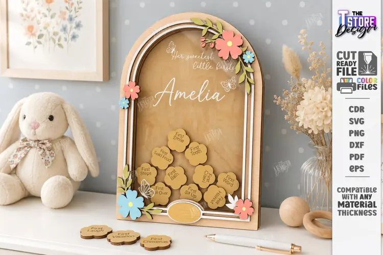 Baby Milestone Bank Laser Cut | Baby Keepsake Drop Box Laser
