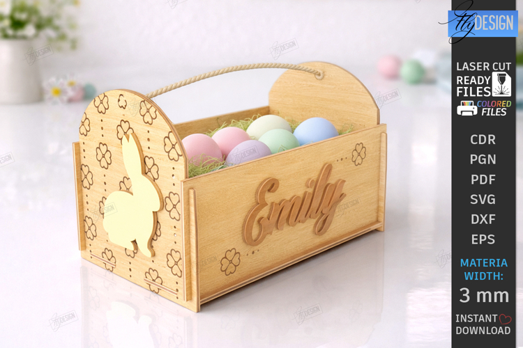 Easter Basket Laser Cut | Easter Bunny | Bunny Egg Crate SVG