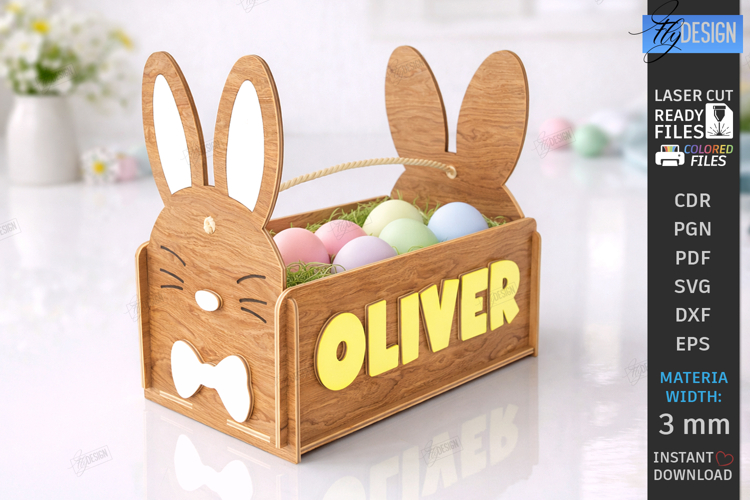 Easter Basket Laser Cut | Easter Bunny | Bunny Egg Crate SVG