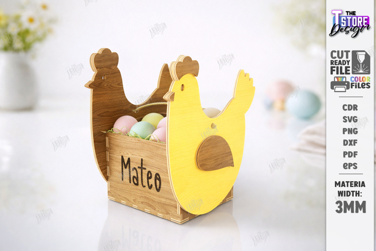 Personalised Easter Egg Bunny Basket Laser Cut | Treat Boxes