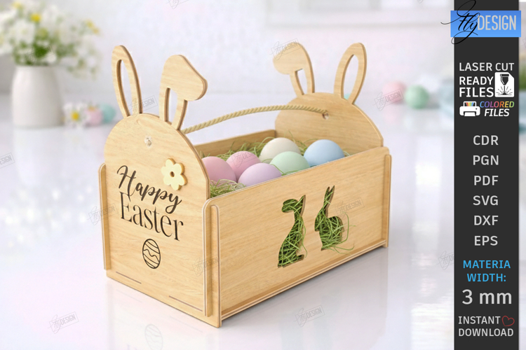 Easter Basket Laser Cut | Easter Bunny | Bunny Egg Crate SVG