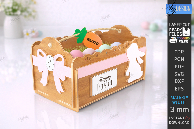 Easter Basket Laser Cut | Easter Bunny | Bunny Egg Crate SVG
