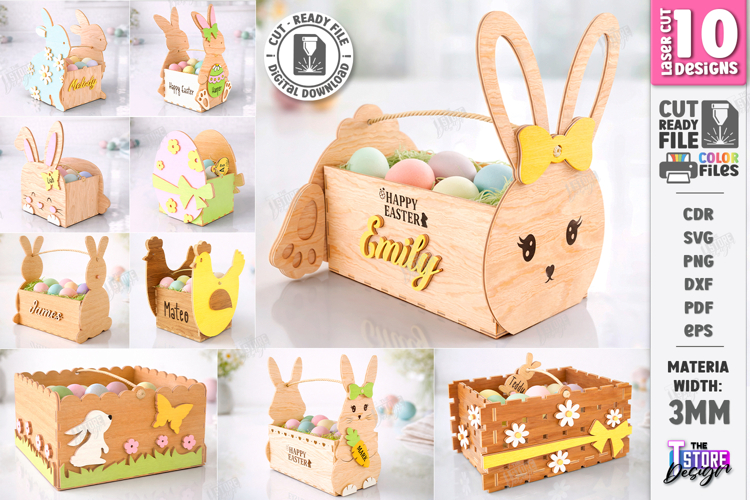 Personalised Easter Egg Bunny Baskets Laser Cut Bundle | CNC
