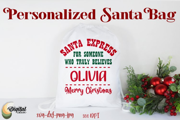 Santa Bag. Personalized Santa Bag SVG. Personalized Delivery example image 1