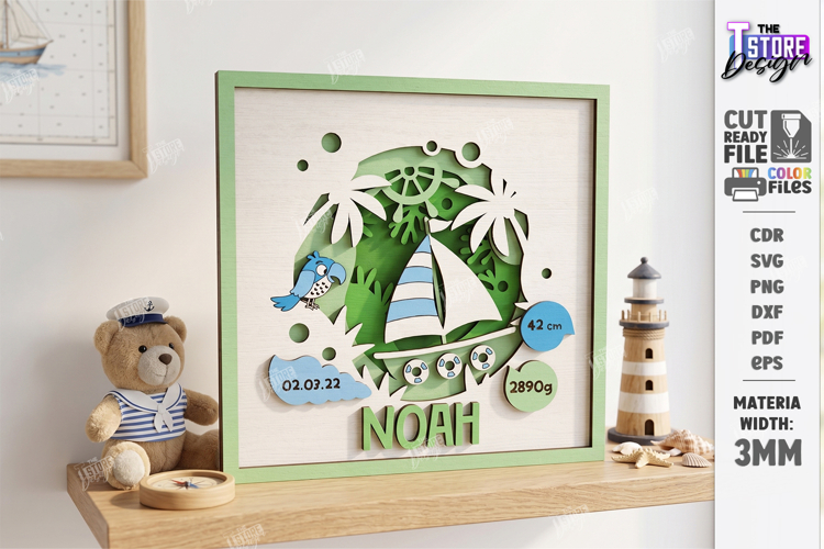 Baby Birth Announcement Laser Cut | Newborn | Nursery Decor