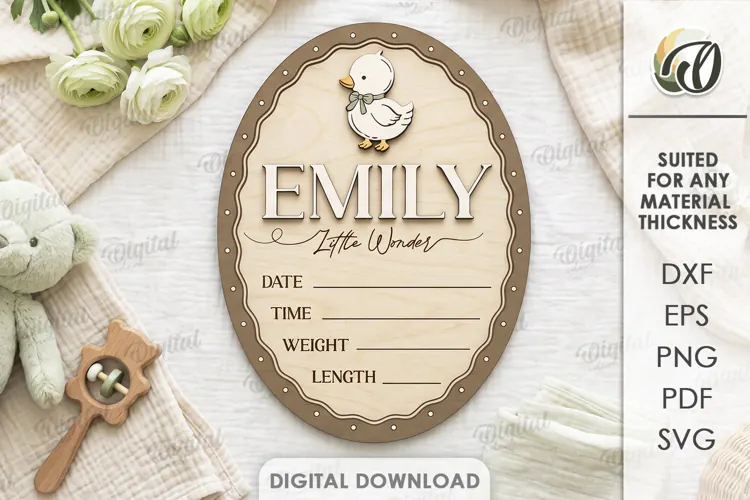 Baby Birth Announcement Sign Laser Cut. Baby Birth Stats SVG