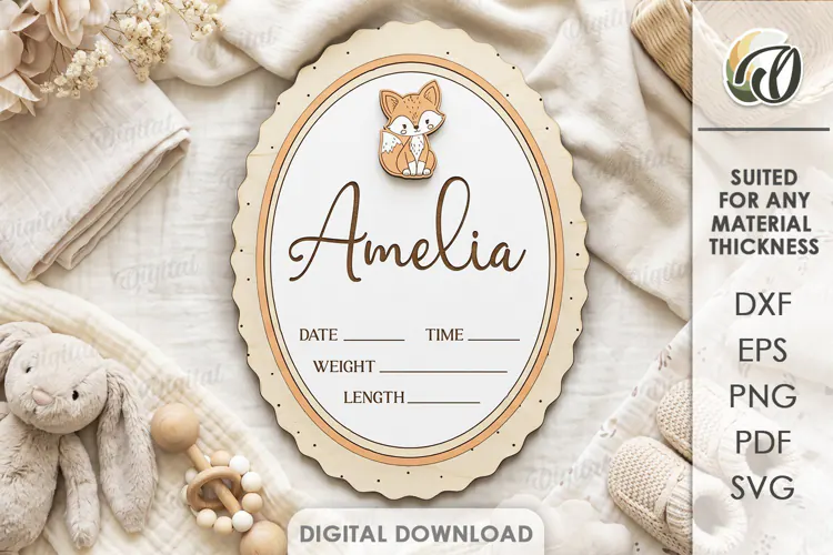 Baby Birth Announcement Sign Laser Cut. Baby Birth Stats SVG