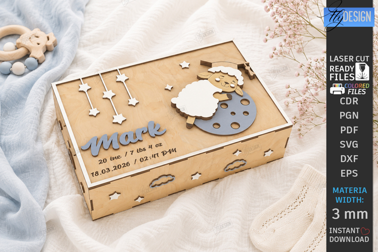 Personalized Baby Memory Box Laser Cut | Keepsake Box Laser