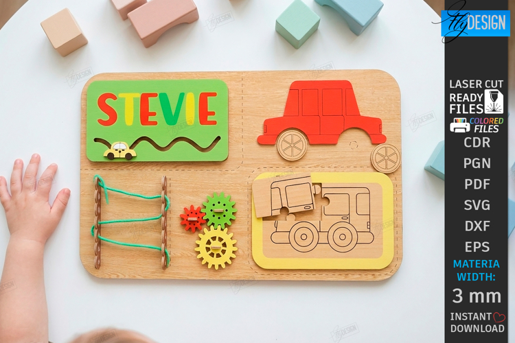 Personalized Busy Board Laser Cut| Sensory Board |Montessori