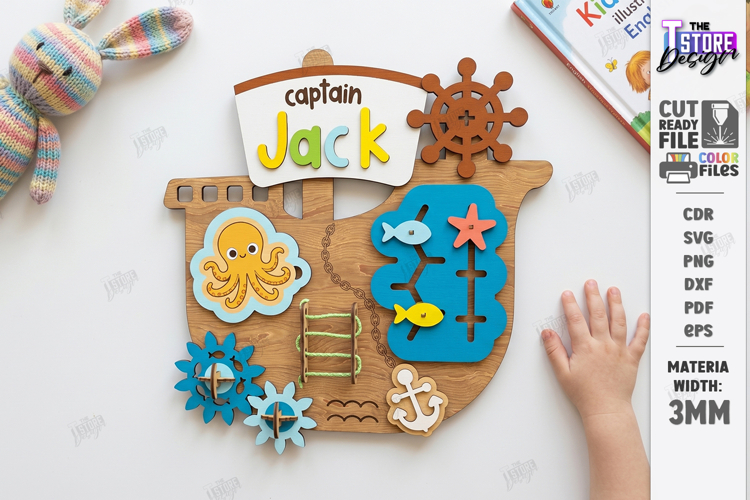 Personalized Busy Board Laser Cut | Kids Montessori Toy SVG
