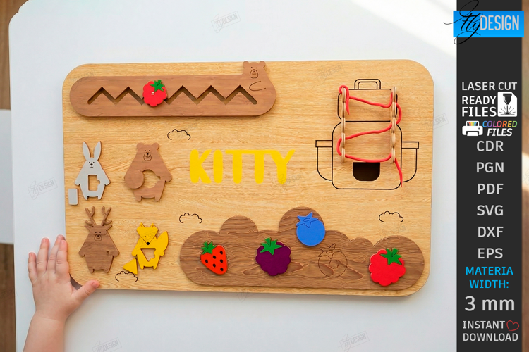 Personalized Busy Board Laser Cut| Sensory Board |Montessori
