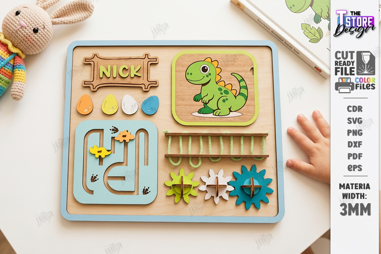 Personalized Busy Board Laser Cut | Kids Montessori Toy SVG