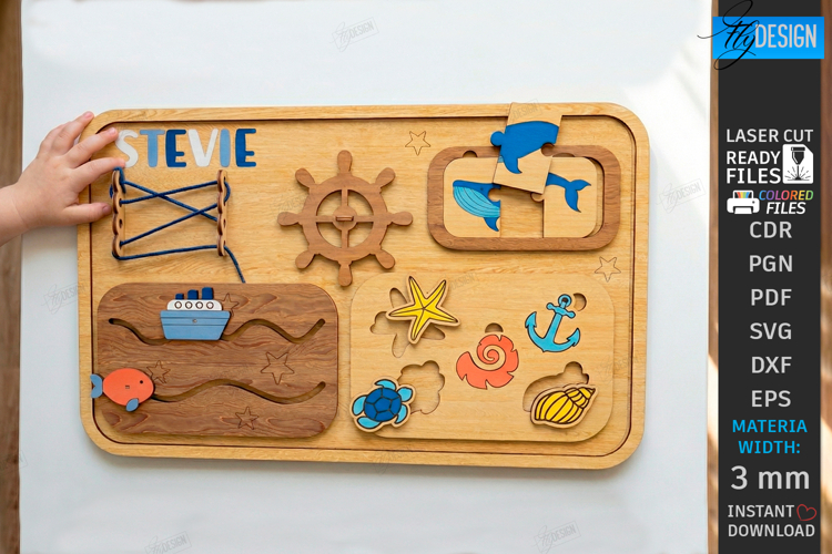 Personalized Busy Board Laser Cut| Sensory Board |Montessori