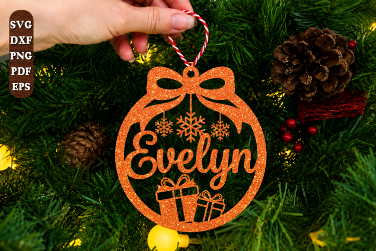 Personalized Christmas Ornament Laser Cut SVG