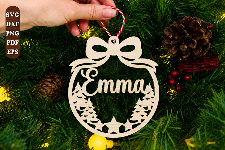 Personalized Christmas Ornament Laser Cut SVG example image 1
