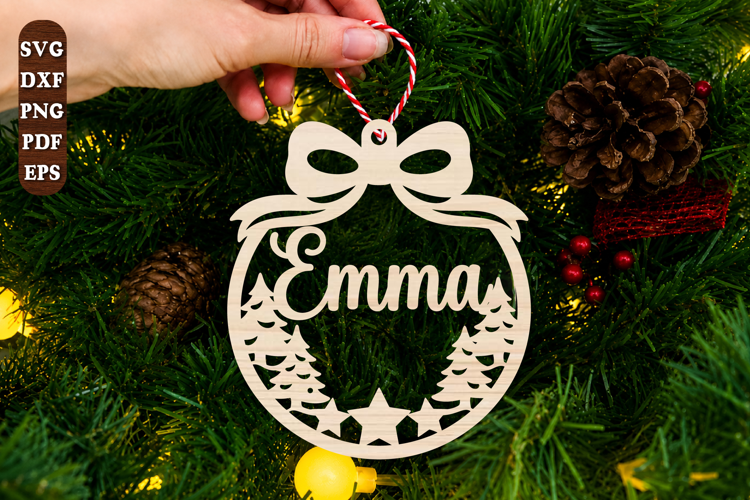 Personalized Christmas Ornament Laser Cut SVG