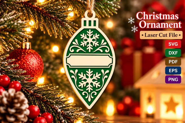 Personalized Christmas Ornament SVG, Laser Cut Name Bauble