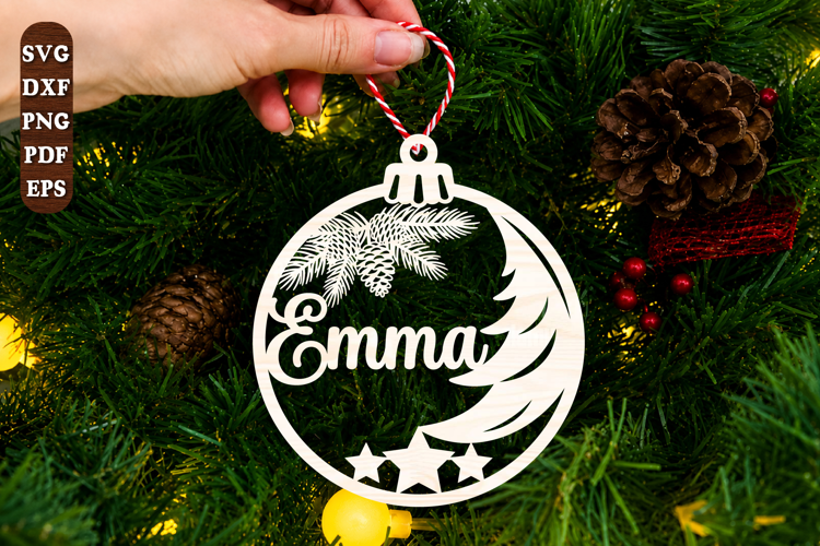 Personalized Christmas Tree Ornament Laser Cut SVG