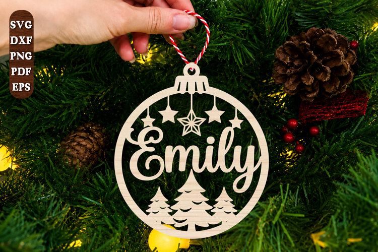 Personalized Christmas Tree Ornament Laser Cut SVG example image 1